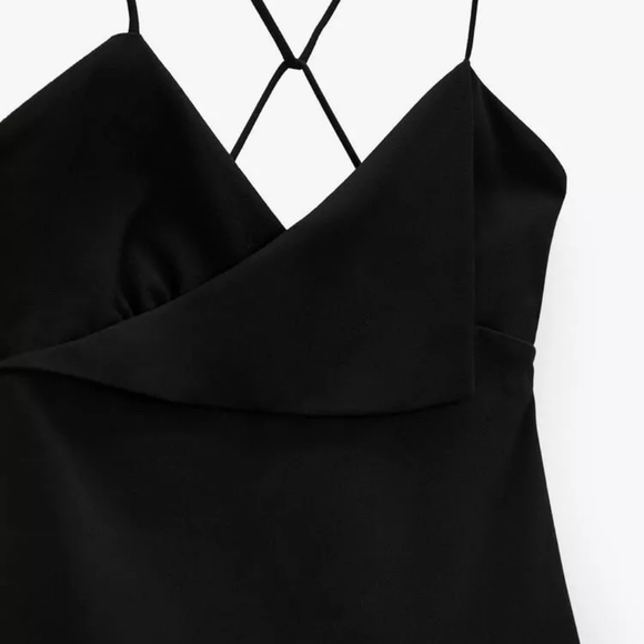 NWT ZARA Women’s Sleeveless Surplice Black Dress XL - Picture 4 of 4